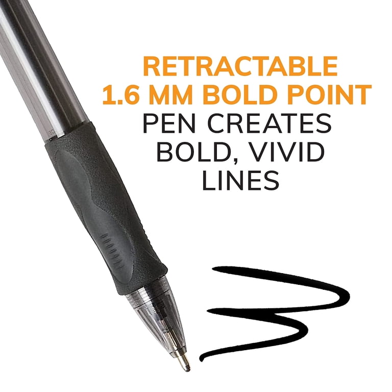 BIC Glide Bold Retractable Ballpoint Pens, Black Ink, 4-Pack, Easy