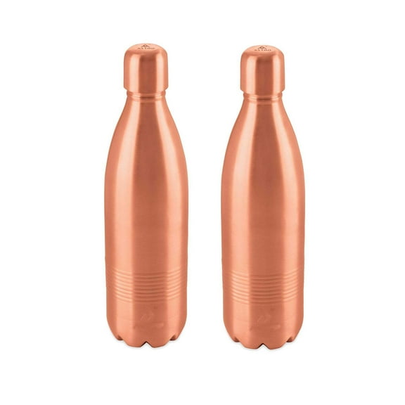 Pure Copper 1000 ml Water Bottle Matte Finish Copper For Home office Traveling 2 Bottle Set