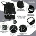 thumbnail image 6 of CL.HPAHKL Dog Stroller, 3 Wheels Foaldable Cat Stroller Dog Cat Cage Jogger Stroller for Medium Small Dogs Cats, Pet Stroller with Storage Basket and Cup Holder Portable Lightweight for Travel, 6 of 8