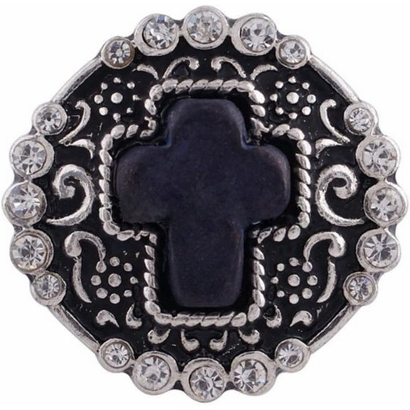 Cross Stone Rhinestone Snap Jewelry Ginger Charm Button, For Interchangeable DIY Customizable Accessories