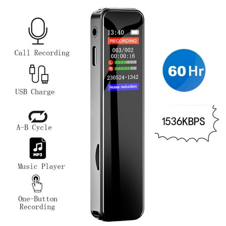 64GB Rechargeable LCD Digital Audio Sound Voice Recorder Dictaphone MP3 Player