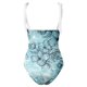 thumbnail image 3 of Gibobby Traje de baño de una pieza Traje de baño con estampado de flores y cuello en V para mujer Conjuntos de bikini con falda y delantal(Azul,CH), 3 of 4