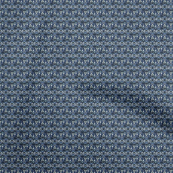 oneOone Viscose Jersey Dark Blue Fabric Tribal Diy Clothing Quilting Fabric Print Fabric By Yard 60 Inch Wide