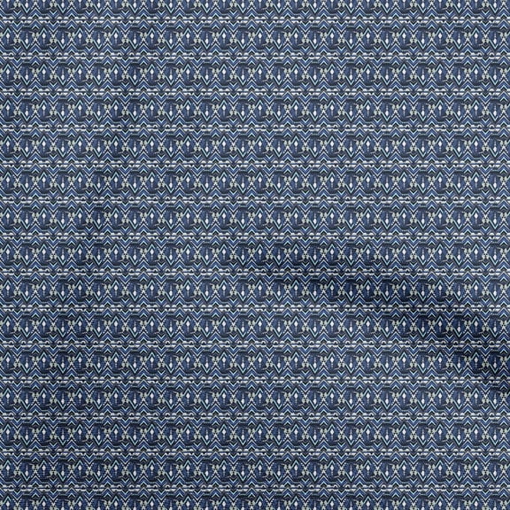 oneOone Polyester Spandex Dark Blue Fabric Tribal Fabric For Sewing Printed Craft Fabric By The Yard 56 Inch Wide