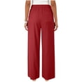 thumbnail image 6 of YOIAVIAOY Summer Pants for Women Dressy Wide Leg Linen Pants High Waist Casual Palazzo Pant Drawstring Beach Trousers Red S, 6 of 9