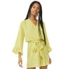 Scoop Women's Tie Waist Romper with Ruffle Sleeves
