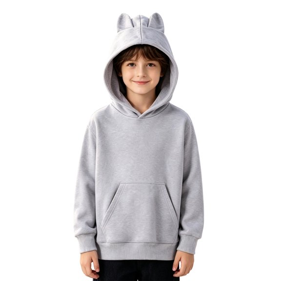 SJLDQY Boys Hoodies Cute Ear Hooded Sweatshirts with Kangaroo Pocket Fall Winter Outfits Long Sleeve Pullover Tops
