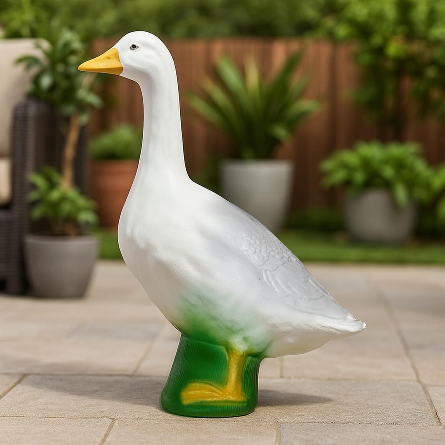 Garden Porch Goose Statues - Detailed Garden & Home Decor Sculpture, Resin 7″ High Duck Perfect for Home Garden Stairs, Farm, Patio, Backyard