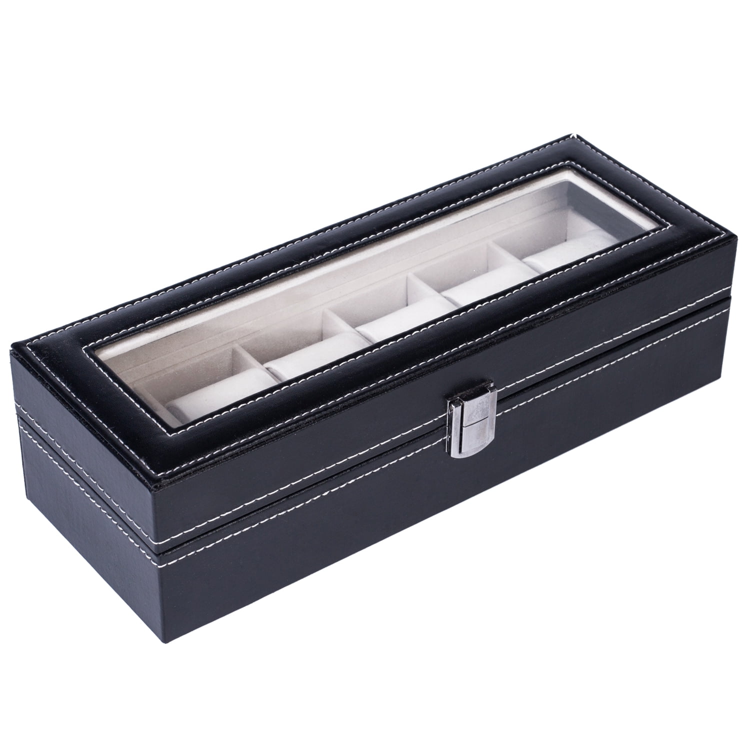 Kepooman 10 Slots Watch Box, Mens Watch Organizer with Lock and Keys, White
