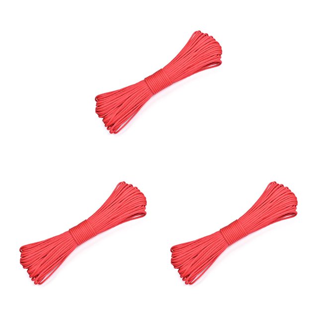 Naiovety Cuerda de escalada, 9 hebras, 4 mm de diámetro, cable de paracaídas para exteriores, mochilero, de Paracord portátil, cordón rojo Rojo 3Conjunto