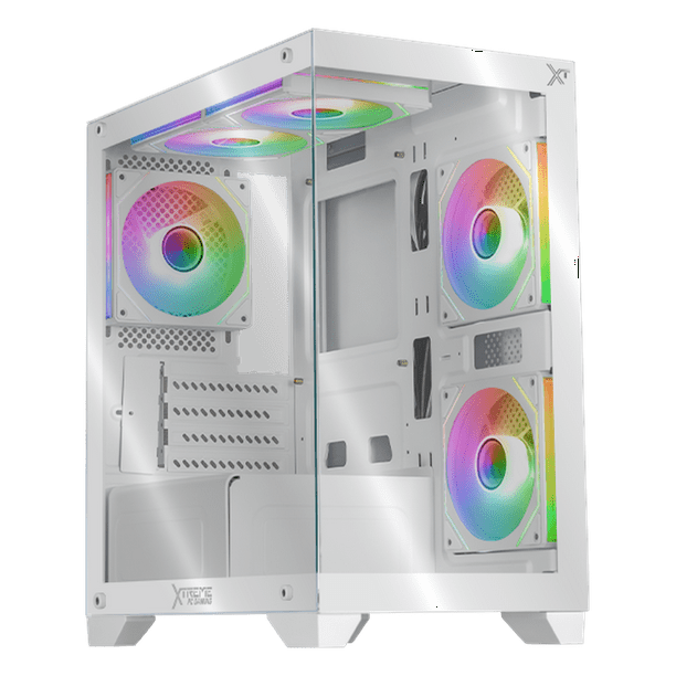 Gabinete XTREME PC GAMING Crystal Hive Mini Torre 5 Fan ARGB Blanco CXT3600WT