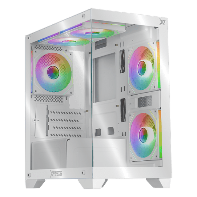 Gabinete XTREME PC GAMING Crystal Hive Mini Torre 5 Fan ARGB Blanco CXT3600WT