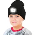 thumbnail image 1 of Gorro Sinhoon con luz para niños, unisex, recargable por USB, manos libres, 4 LED, gorro de punto de invierno con luz nocturna, linterna, regalo para niños y niñas (negro), 1 of 7