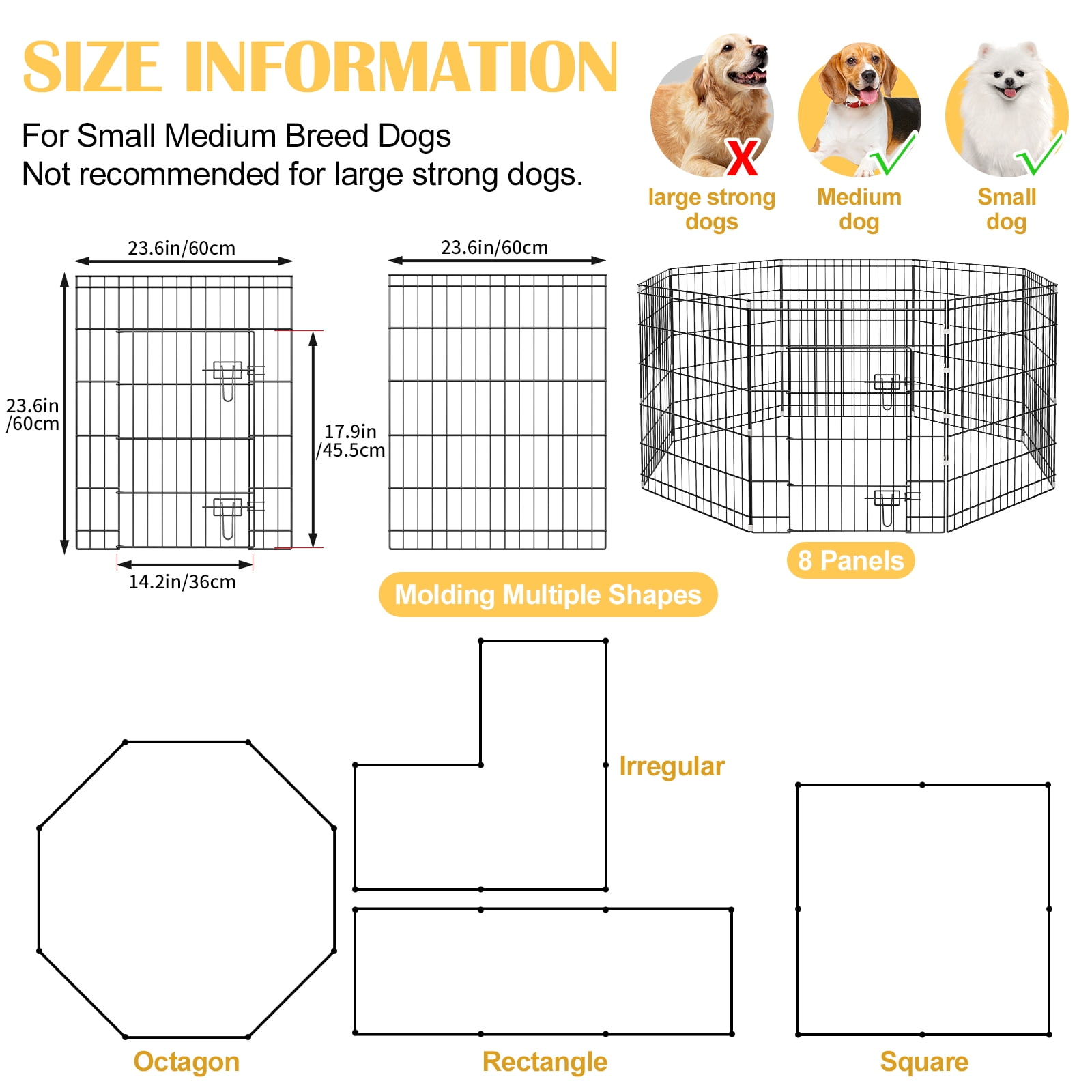 ZephyPaws 30in Dog Playpen,Foldable Metal Exercise Puppy Play Pen with 8Panels,Indoor/Outdoor Pen with Door for Dogs,Cats or Small Animals