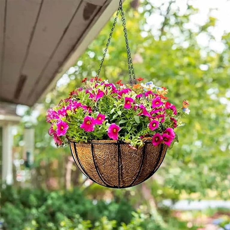 Hanging Baskets for Plants Outdoor,Hanging Planter,14 Inch Large Hanging  Planter,with Coco Liner Pot & Water Storage Tray - with Black Chain,Hanging  Basket for Outdoor (2 Pack) - Walmart.com