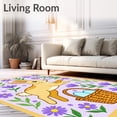 thumbnail image 2 of ODIKA 8'x10' Machine Washable Non-Slip Area Rug, Egg Basket Meadow Featuring Hopping Hare and Wildflower Detailing High Traffic Rug with Pad, Beige, 662967, 2 of 8