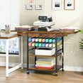 thumbnail image 4 of HOOBRO Foldable Heat Press Table, Movable Heat Transfer Stand, Vinyl Roll Holder and 4 S-Shaped Hooks, Mobile Workbench Cart for DIY Sublimation, T-Shirts Heat Transfer Project, Rustic Brown BF84CJ01, 4 of 9