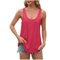 thumbnail image 2 of QUINDOS Tank Tops for Women under $5 Basic Hot Pink Summer Fashion Casual Solid V-neck Strappy Tops Camisoles for Women Plus Size, 2 of 6