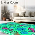 thumbnail image 2 of ODIKA 3'x5' Machine Washable Non-Slip Area Rug, Seahorse Coral Reef Floor with Tropical Wave Design High Traffic Rug with Pad, Pink, 712756, 2 of 8
