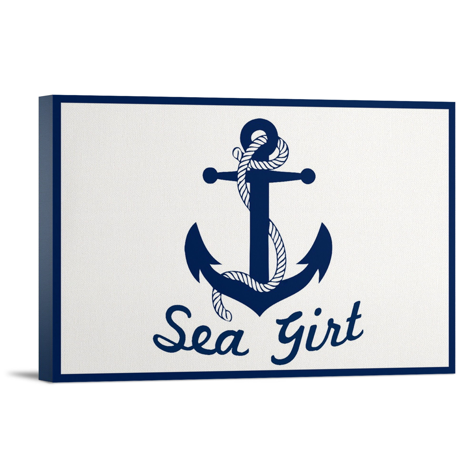 Sea Girt, New Jersey, Blue and White Anchor, (12x18 Wrapped Canvas