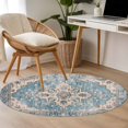 thumbnail image 5 of Blue Boho Round Area Rug 4 FT, Non Slip Indoor Outdoor Rug, Middle Century Abstract Art Western Geometric Washable Soft Circular Carpet Non-Shedding Floor Mat for Coffee Table Nursery Foyer Balcony, 5 of 9