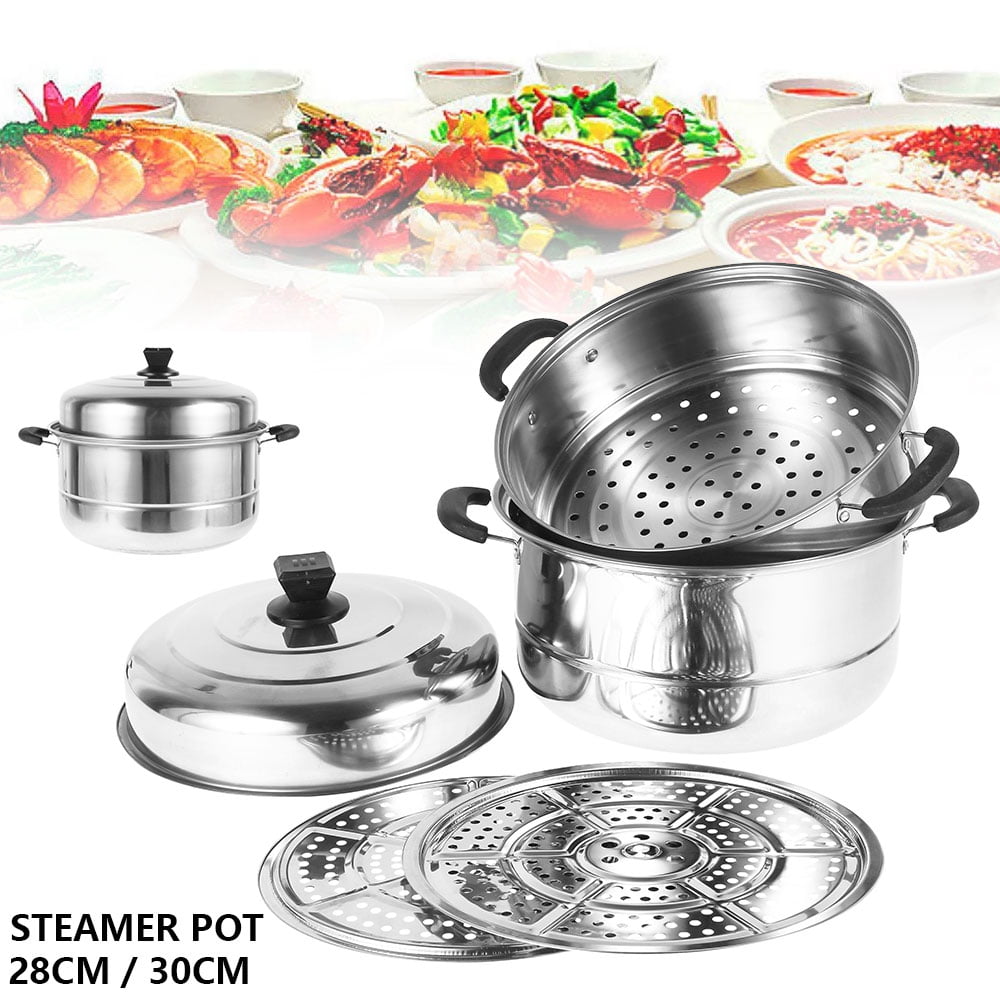 Stainless Steel 5 Tier Steamer Cooking Food Stock Steam Pot Cookware 30cm/11.8''