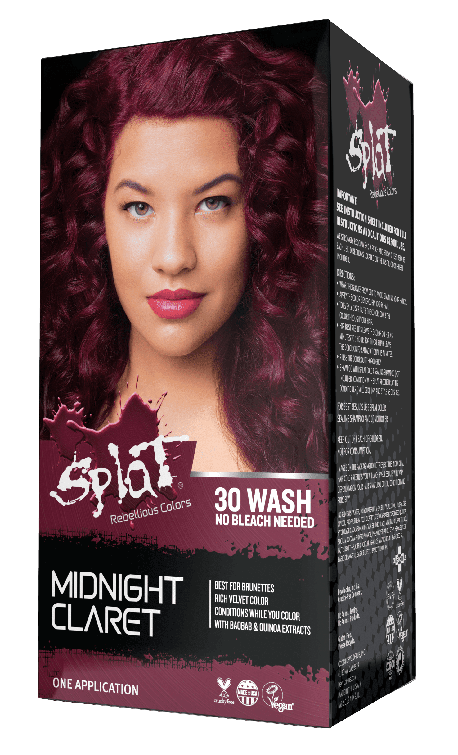 Splat Semi Permanent Midnight Violet Hair Color No Bleach Purple