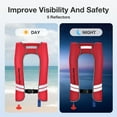 thumbnail image 3 of WARMOUNTS Automatic Inflatable Life Jacket w/ 5 Reflectors & Whistle, Adult PFD Survival Buoyancy Vest for Boating Fishing Sailing Kayaking for Men Women Max Waist Size: 50'', 3 of 8