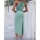 thumbnail image 4 of Vestido largo halter CHICME con aberturas y corte calado verde talla M, 4 of 7