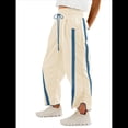 thumbnail image 3 of Pantalones Deportivos Holgados de Pierna para Mujer, Informales, con Cordón Ajustable y Cintura Elástica, en Colores Contrastantes, Estilo Y2K. Marfil L, 3 of 7