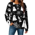 thumbnail image 4 of HomeDM Halloween Women's Long Sleeve Sweatshirt Crew Neck Graphic Pullover Tops Holiday Outfits, 4 of 6
