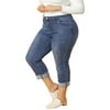 MODA NOVA Juniors' Plus Size Stretch Rolled Mid Rise Skinny Jeans Dark Blue 1X