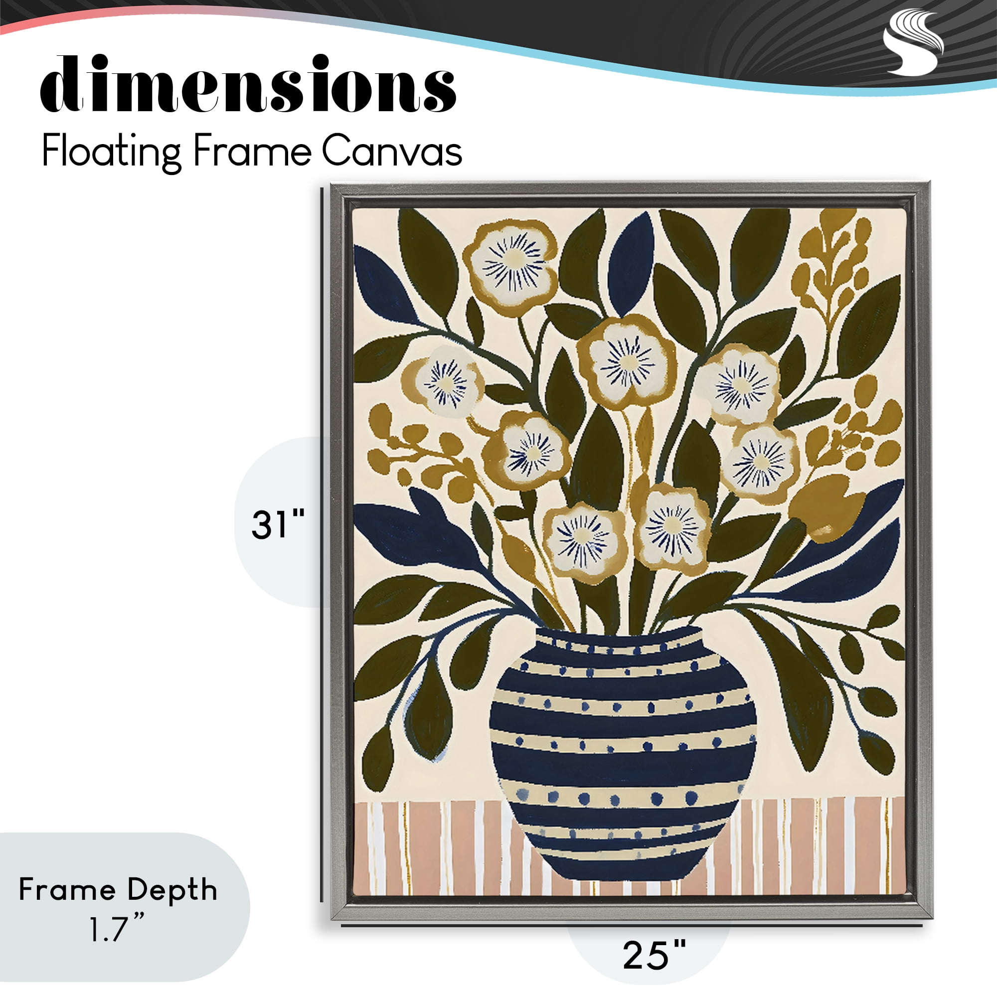 Stupell Industries Wild Bloom Boho Arrangement Gray Framed Floater Canvas Wall Art, design by Creative Studio