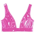 thumbnail image 5 of Alvivi Women's Wet Look Pu Leather Bra Top Plunging Tank Crop Top Vest Bustier Rave Dance Bra Hot Pink 4XL, 5 of 6