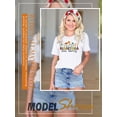 thumbnail image 3 of ZXSXSY Women's Floral Letter Print Graphic Crew Neck Short Sleeve T-Shirt, 3 of 7