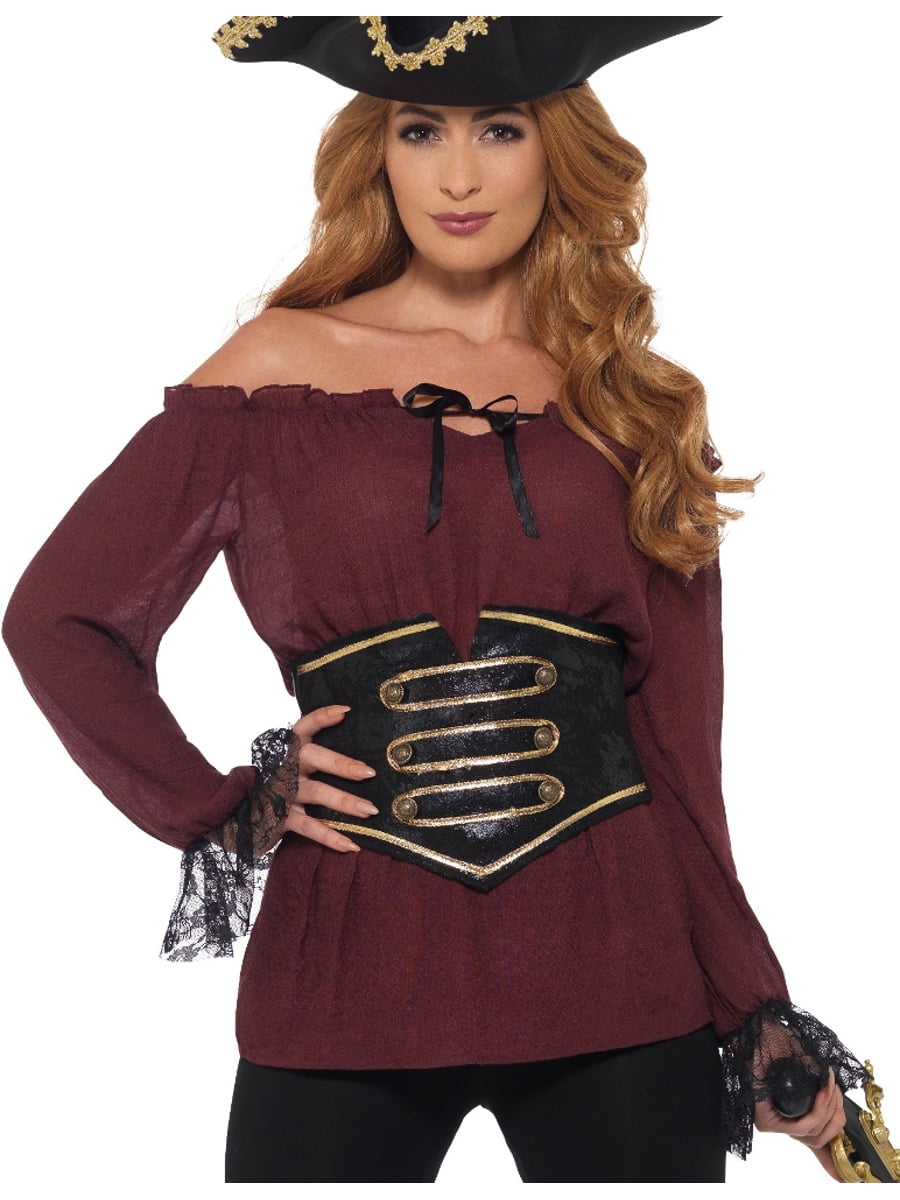 Adult's Womens Deluxe Red Pirate Lady Peasant Shirt Costume Walmart