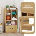 thumbnail image 2 of Resenkos 4 Tiers Bookcase with 4 Cubes Display Shelf and 2 Doors, Multi Functional Storage Unit for Living Room, Study, Natural, 2 of 5