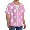 thumbnail image 2 of Honeii Pink And White Polka Dot for Men's Short-Sleeved Button-Up Collared Shirt Featuring A Pocket, Perfect for Beach Vacations, And Travel Adventures.-Small, 2 of 5