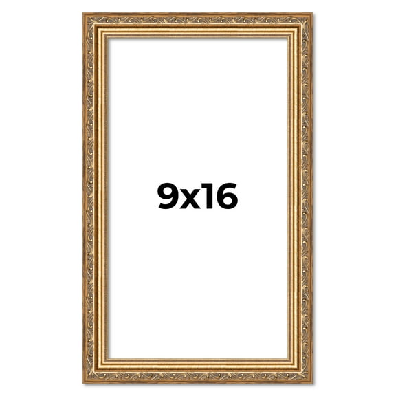 9x16 Frame Gold Solid Wood Picture Frame Width 1.25 Inches | Interior Frame Depth 0.375 Inches |