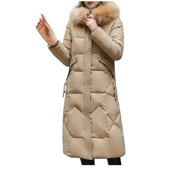 Lindreshi Winter Coats for Women Clearance Medium Women's Fall and Winter Long Sleeved Warm Cotton Jacket Bread