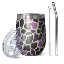 12oz Stainless Steel Insulated Wine Tumbler with Lid and Straw – Double Wall Vacuum Mug for Hot & Cold Drinks, 304 Steel Interior, Sweat-Free Design