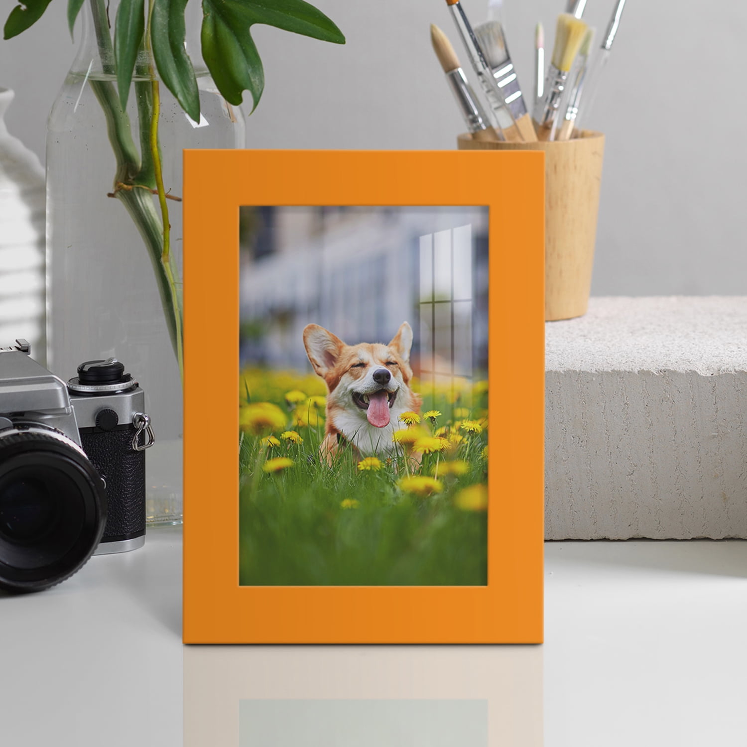 Modern 5 in. x 7 in. Orange Picture Frame (Set of 2)