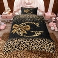 thumbnail image 2 of Erosebridal Chic Cheetah Print Twin Bedding, Personalized Initial G Duvet Cover Set, Black Brown, Black Reversible 2 Pieces, 1 Duvet Cover and 1 Pillowcase (No Comforter), 2 of 6