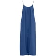 thumbnail image 7 of Summer Women's Linen Overalls Casual Solid-Color Strappy Backless Adjustable Drawstring Jumpsuit Women Wide-Leg Pants Size S-2XL, 7 of 7