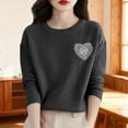 thumbnail image 6 of Women's Hand-Crochet Detail Sweater, 3D Floral Embroidered Pullover, Casual Crewneck Knit Top, Boho Chic Long Sleeve Blouse, Lightweight Textured Pullover Black XL, 6 of 10