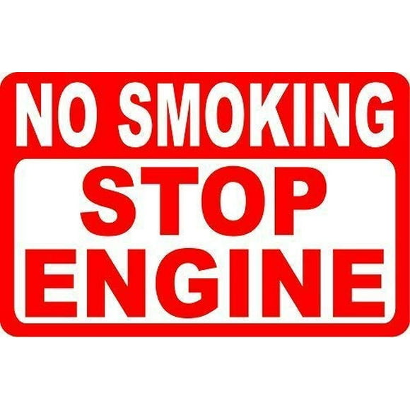 No Smoking Stop Engine Sign Gas Pump & Fire Safety Sign Safety Signs Tin Decor 16x12