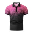 thumbnail image 4 of ZVNAΖH Men's Short Sleeve Polo Shirt, Casual Gradient Print 3 Button Collar Tops Summer Lightweight Breathable Shirts for Golf, Vacation & Everyday Use, 4 of 5