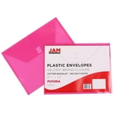 JAM Plastic Hook & Loop Envelopes, 9.8x13, 12/Pack, Fuchsia Pink ...