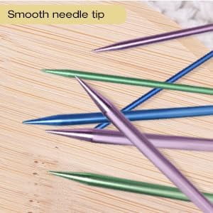 ABPETE 10 Pairs Knitting Needles Kit, Straight Single Pointed Knitting Needle Aluminum Sweater Knitted Needle in 10 Sizes for Handcraft Sewing Making Accessories