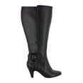 thumbnail image 3 of BELLA VITA Womens Black Buckle Accent Cushioned Wide Calf Troy Ii Almond Toe Block Heel Zip-Up Dress Boots 9.5 W WC, 3 of 3